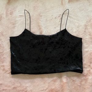 Garage black velvet crop top